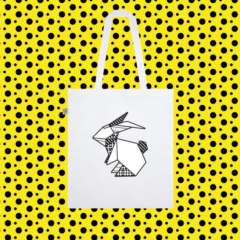 SHOPPER BAG BORSA SACCA ORIGAMI BUNNY...