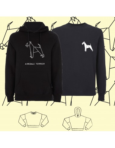 SWEATSHIRT ORIGAMI AIREDALE dog