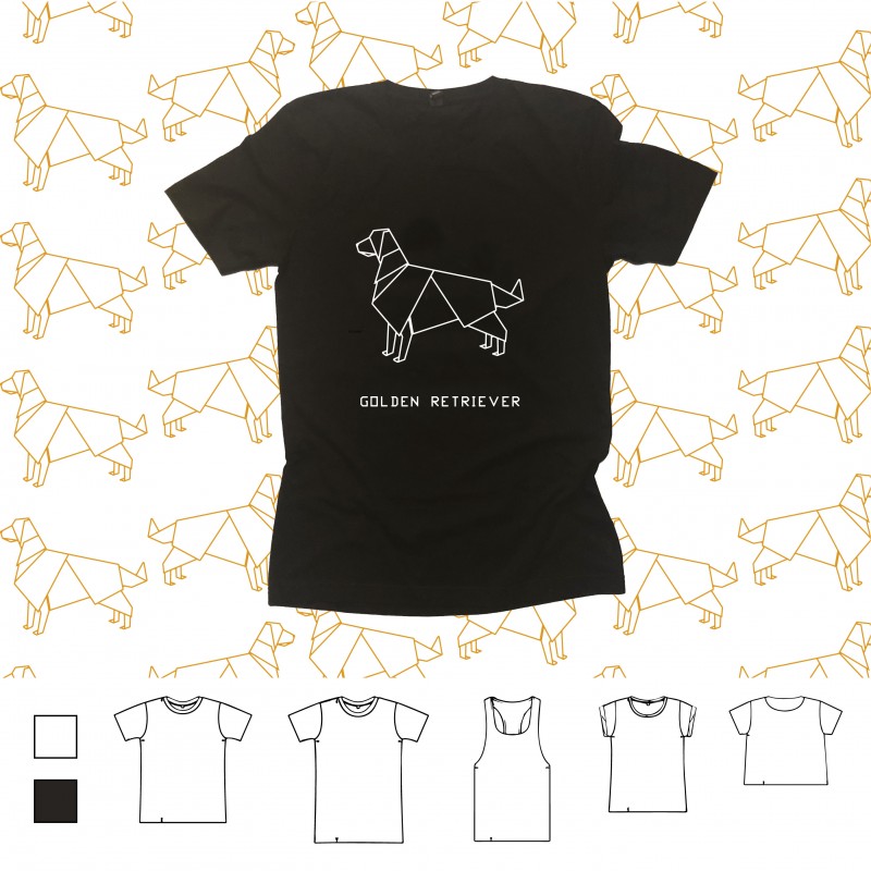 T-shirt ORIGAMI DOG GOLDEN RETRIEVER